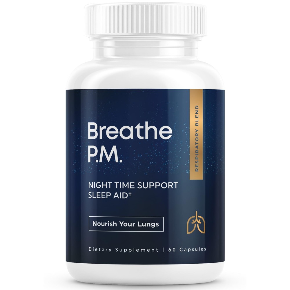 BREATHE PM – Nighttime Lung Detox Capsules, Mullein, Peppermint & Thyme, 60ct
