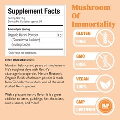 Certified Organic Reishi , 10 Ounces, Non GMO, Gluten , Packaged in Californi…
