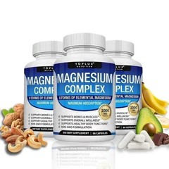 3Pack Toplux Nutrition Magnesium Complex 1000mg Supports 8 Elemental Magnesium