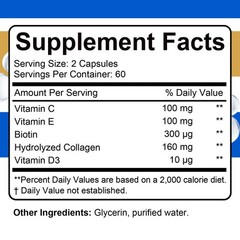 ZenVitalize Hydrolyzed Collagen Biotin Vitamin C D3 E 120 Caps Premium Formula