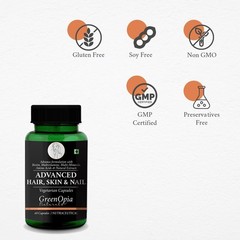 3 Pack Green.opia Biotin 500mg Hair Skin Nails 60 Veg Caps