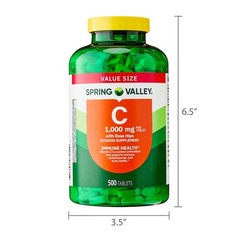 Spring Valley Vitamin C with Rose Hips, 1000 mg, 500 Count