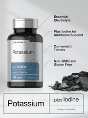 Horbäach Potassium Chloride Supplement | plus Iodine | 180 Vegetarian Tablets |