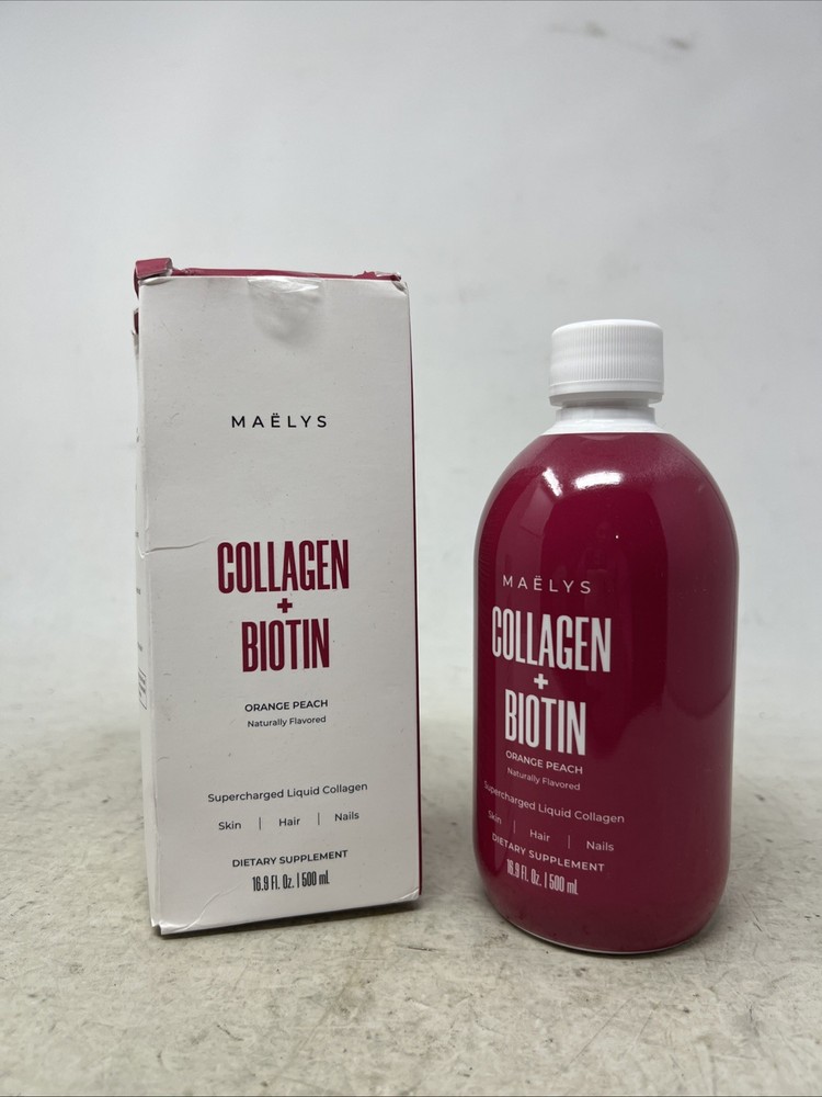 Maelys Collagen Biotin Orange Peach Supercharged Liquid Collagen 16.9 Fl.oz (R2)