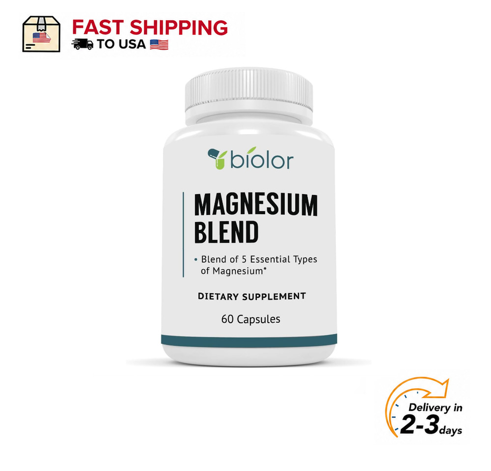 High Absorption Magnesium Complex 5 Forms Glycinate Taurate Malate Citrate 60ct