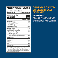 Organic Roasted Chicken Breast with Rib Meat, Skinless and Boneless, Sea Salt, F