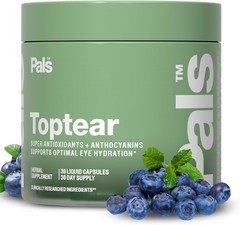 TopTear Dry Eye Vision Optic Health Supplement w/Bilberry & Maqui Berry Vegan