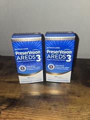 LOT (2) BAUSCH+LOMB PRESERVISION AREDS 3 SUPPLEMENTS, 60 CT SOFTGELS, EXP 12/27