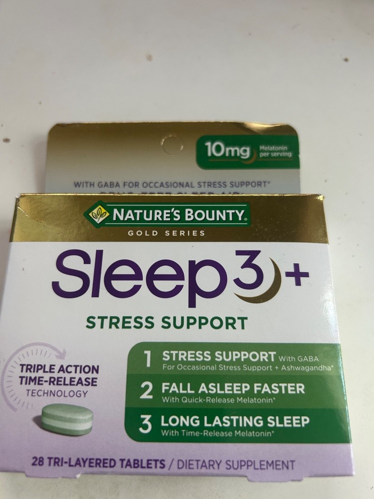 Nature’s Bounty Sleep3 10mg Melatonin, 28 Tablets Triple Action DRUG FREE