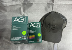 AG1 DAILY FOUNDATIONAL NUTRITION 30 + SAMPLER WITH HAT BUNDLE EXP 12/26 NEW!