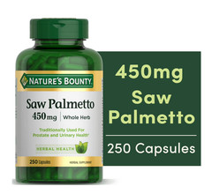 Nature’s Bounty Saw Palmetto 450mg 250 Caps Prostate Support Herbal Supplement