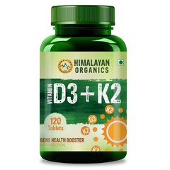 Himalayan Organics Vitamin D3 600IU with K2 as MK7 supplement (120 Veg Tablets)