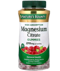 Nature’s Bounty Magnesium Citrate 270mg Gummies Raspberry High Absorption 90