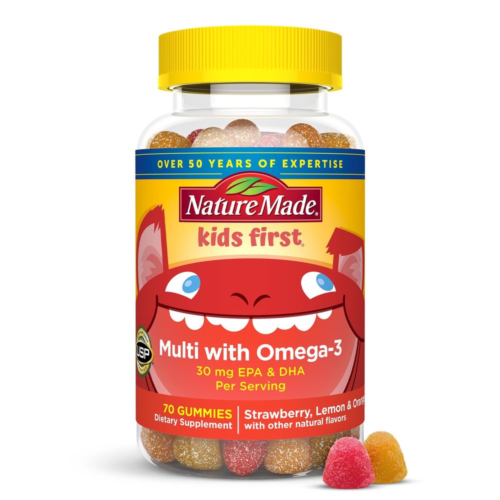 Nature Made Kids First Multivitamin 70 Count (Pack of 1), Red, Orange, Yellow
