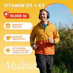 Vitamin K2 (250mcg) + Vitamin D3 (10,000 IU) 120 Softgels – Gluten Free