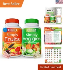Fruit Veggie Supplement Capsules 42+ Fruits Vegetables Beta Carotene 90 Count