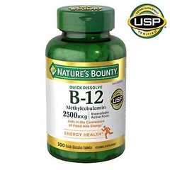 Nature’s Bounty Vitamin B-12 2500 mcg 300ct Quick Dissolve Tablets