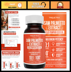 Saw Palmetto Extract 10X Potency + Pumpkin Seed Oil – Prostate Health, Hair Grow