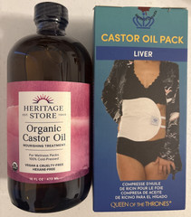 Heritage Store Organic Castor Oil Cold Pressed Vegan 16 oz + Liver Pack