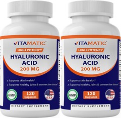 2 Pack – Vitamatic Hyaluronic Acid Supplements 200mg -240 capsules Healthy Skin