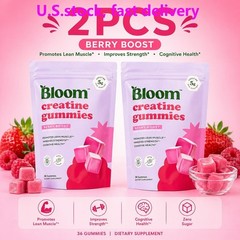 Bloom Sugar Free Creatine Gummies 10g Monohydrate for Strength,Berry,72 Gummies