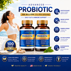 Probiotic 100 Billion CFU 200 Capsules Gut & Immune Support Digestive Health Sup