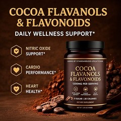 High Flavanol Cocoa Powder Flavonoids Supplements Energy Boost 1200mg