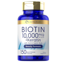 Biotin 10000mcg Hair Skin Nails Beauty Formula with Keratin 150 Capsules