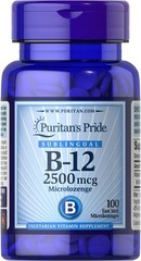 Puritan’s Pride Vitamin B-12 2500 mcg Sublingual – 100 Microlozenges