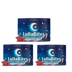 3 pk NEW LullaBites Natural Sleep Gummies Strawberry Stars Flavor 60 Gummies-+