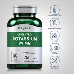 Chelated Potassium (Gluconate) 99 mg, 250 Caplets