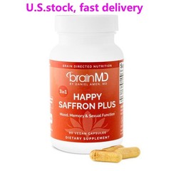 BrainMD Happy Saffron Plus Vegan Capsules Mood Memory Stress Support 90 Count