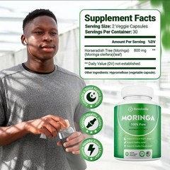 2-Pack Rosabella Certified Organic Moringa800 mg Herbal DigestiveSupport Natura
