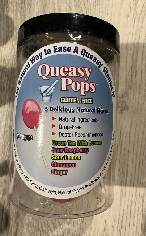 Three Lollies Queasy Pops 28 Pack for Queasy Stomachs Assorted Flavors 06/2025
