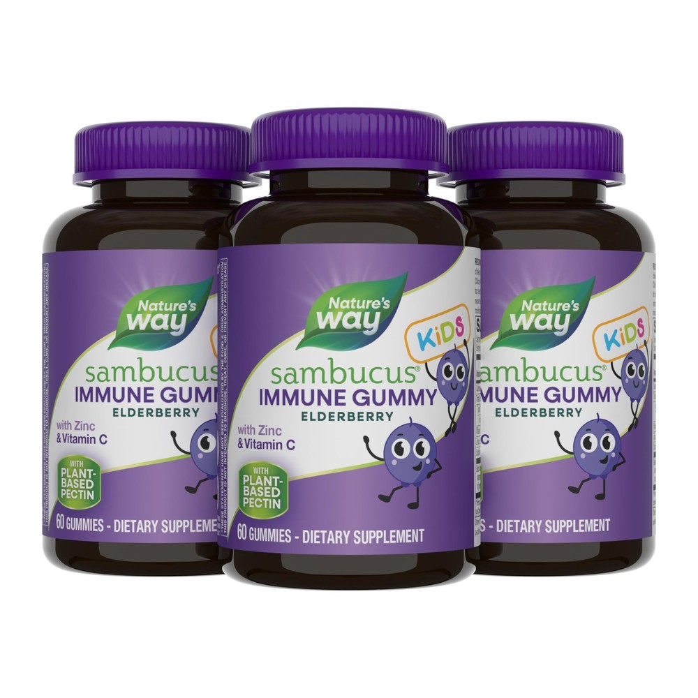 Nature’s Way Sambucus Elderberry Immune Gummies Vitamin C & D3 Zinc Lot of 3 NEW