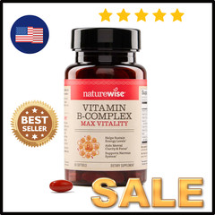 NatureWise Vitamin B Complex B1 B2 B3 B6 B12 Biotin Folic Acid Energy 60Softgels
