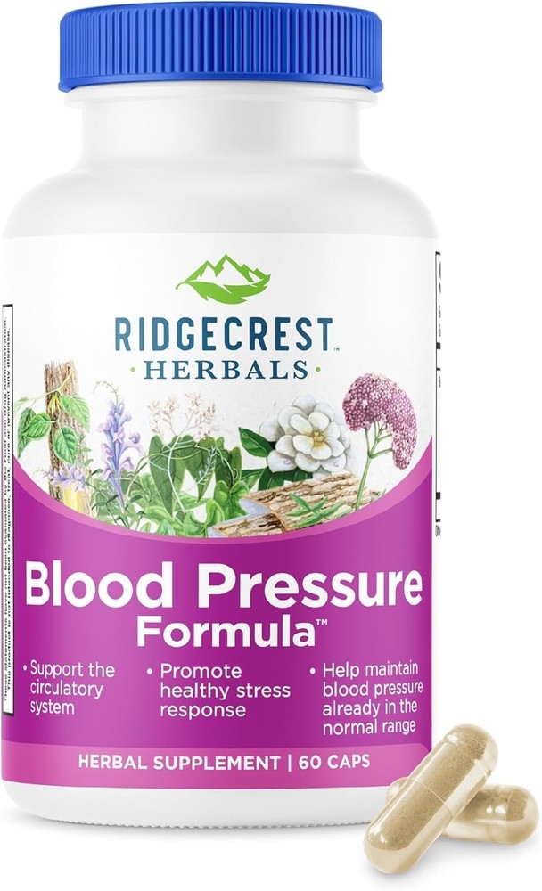 RidgeCrest Herbals Blood Pressure Herbal Formula, 12 Herbs, Poria Mushroom, Gast