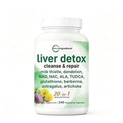 240 Count Herbal Liver Wellness Capsules 20 in 1 Daily Body Support Blend