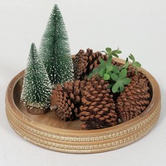 Carah & Cossh 12” Round Wooden Tray, Whitewashed Round Decorative Wood Tray,…