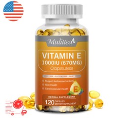 Vitamin E 1000 Iu 670mg Capsules – Supports Skin, Hair, Immune and Eye Health