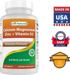 2 Pack Best Naturals Calcium Magnesium Zinc with Vitamin D3, 300 Tablets