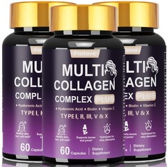 3x Collagen Peptides Type I II III V X, Biotin Keratin Hyaluronic Acid Vitamin C