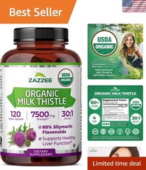 High Potency Organic Milk Thistle – 80% Silymarin, 120 Capsules, 4- Supply