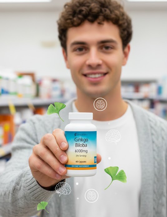 Ginkgo Biloba Extract Capsules 6000 mg Serving – Extra Strength Caps.