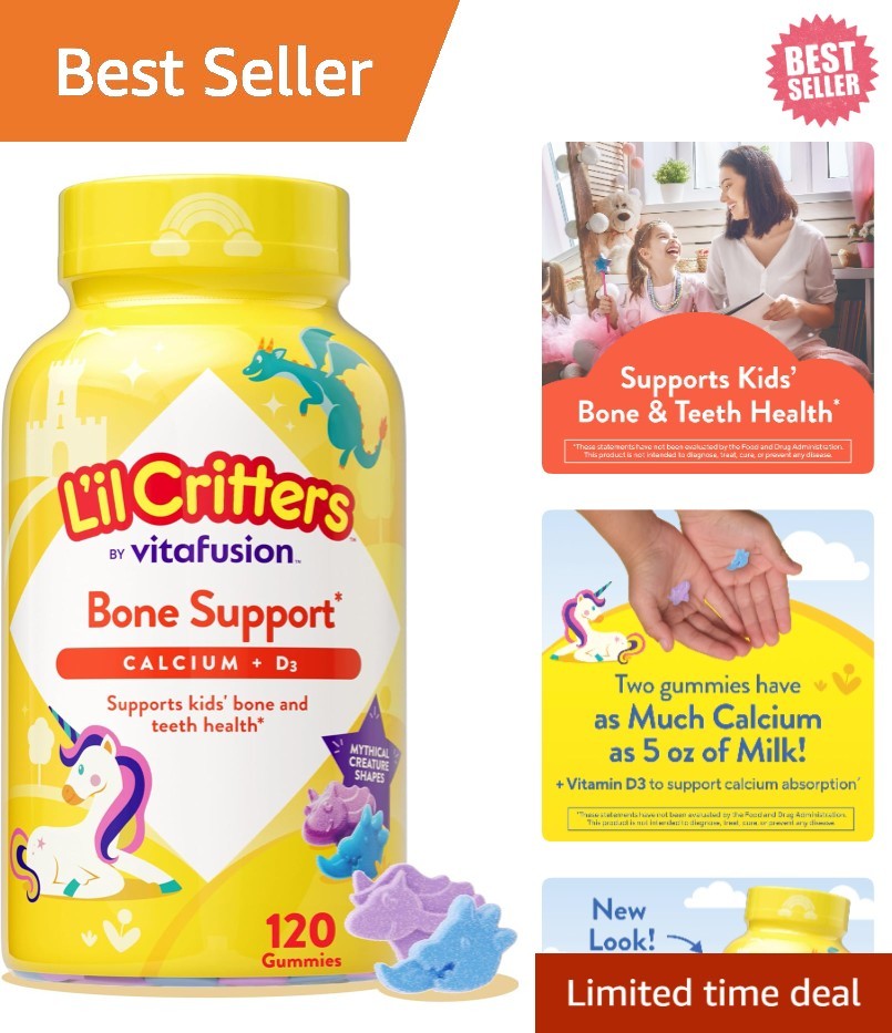 120ct L’il Critters Bone Support Gummies – Calcium & Vitamin D3, Tasty Flavors