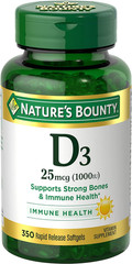 Nature’S Bounty Vitamin D3 1000 IU 350 Count Softgels Immune Support, Promotes H