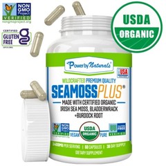 Certified Organic Sea Moss Bladderwrack Burdock Root Capsules | 60 SeaMoss Pills
