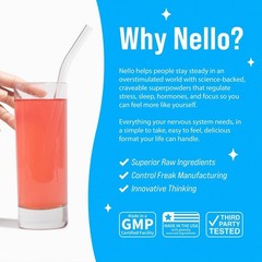 Nello Supercalm Calming Drink Mix Supplement Powder – Raspberry Lemonade – 10ct