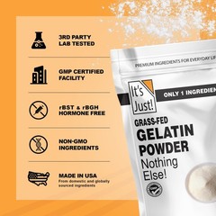 It’s Just – 100% Gelatin Powder (2lb) Unflavored, Heavy Metal Tested, Grass-F…