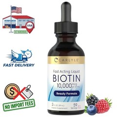 Biotin 10000mcg Liquid 2 Oz – Vitamin B7 Supplement Berry Flavor
